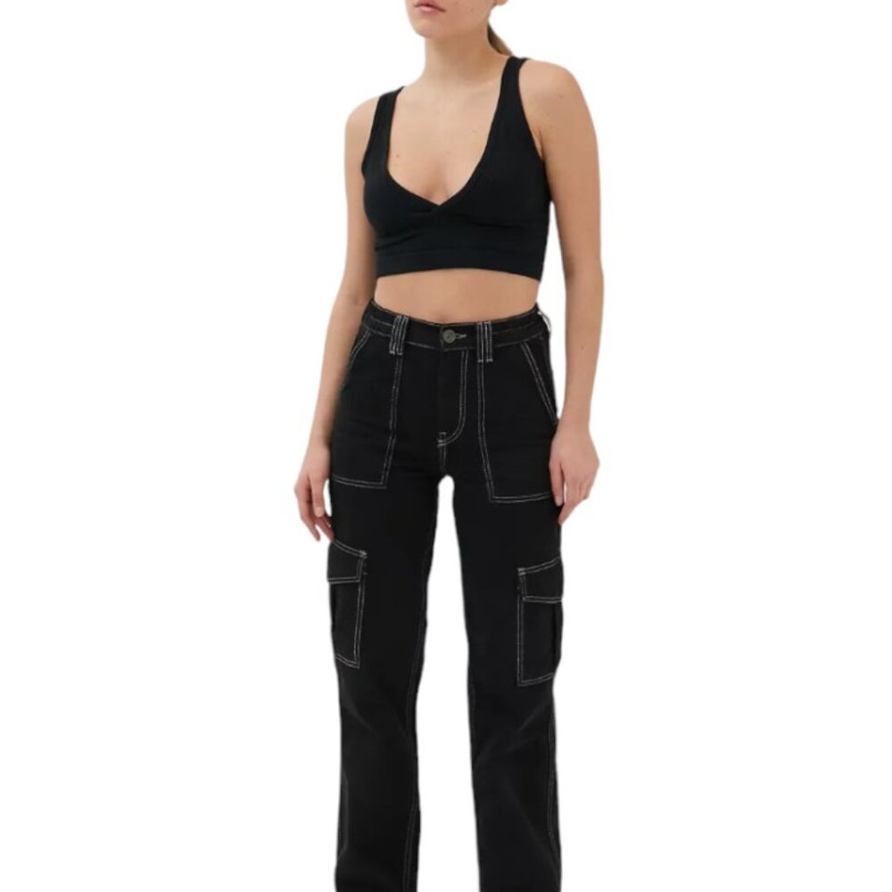 BDG High-Waisted Contrast Stitch Skate Jean – Black